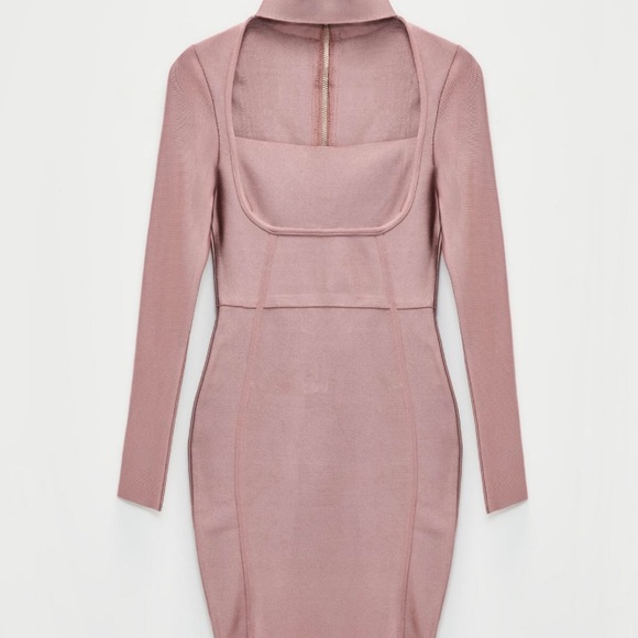 Peace +Love Pink Choker Neck Bandage Bodycon Dress - Picture 6 of 8